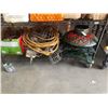 Image 1 : LOT OF STRING LIGHTS AND 3 CAST IRON STANDS