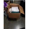 Image 1 : LARGE BOX OF 11 BATH TOWELS AND APPROX 30 SHOP TOWELS