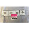 Image 1 : 4 CANADIAN GEORGE VI WARTIME 1943-1946 SILVER DIMES .800 SILVER