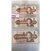 Image 1 : 3 1986 CANADIAN $2 BILLS - LAST ISSUE OF $2 BILLS - ELIZABETH II