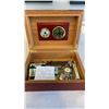 Image 2 : VINTAGE SOLID WOOD BOX WITH CONTENTS