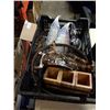 Image 2 : 2 CRATES OF METALLIC DECORATIONS, METAL CANDLESTICKS, ICE BUCKET