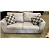 Image 1 : GREEN/GREY MICROFIBRE PILLOWBACK SOFA WITH THROW