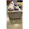 Image 4 : GREEN/GREY MICROFIBRE PILLOWBACK SOFA WITH THROW