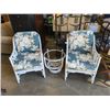 Image 1 : 2 WHITE RATTAN CHAIRS AND GLASSTOP ENDTABLE