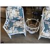 Image 2 : 2 WHITE RATTAN CHAIRS AND GLASSTOP ENDTABLE