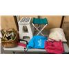 Image 1 : STOOL, FOLDING STEP, WICKER BASKET, THROW PILLOW, PURSE AND WALLET