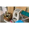 Image 2 : STOOL, FOLDING STEP, WICKER BASKET, THROW PILLOW, PURSE AND WALLET