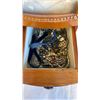 Image 8 : LARGE VINTAGE SOLID WOOD JEWLERY CASE WITH CONTENTS