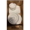 Image 3 : TOTE AND BOX OF WHITE CORELLE DISHES