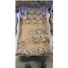 Image 2 : LIGHT FIXTURE WITH PENDENTS, TRAY OF STEMWARE