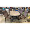 Image 1 : STONE TOP PATIO TABLE WITH 6 WICKER CHAIRS