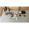 Image 1 : JEWELRY BOX, BRASS HEART DRESSER BOX, QUEEN'S DIAMOND JUBILEE MAGAZINE, 2 TEALIGHT LAMPS AND EASTERN