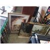 Image 1 : GILT FRAMED PAINTING, 2 FRAMED PRINTS AND MIRROR