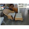 Image 1 : WOOD FRAMED WICKER CHAIR WITH OTTOMAN