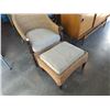 Image 3 : WOOD FRAMED WICKER CHAIR WITH OTTOMAN