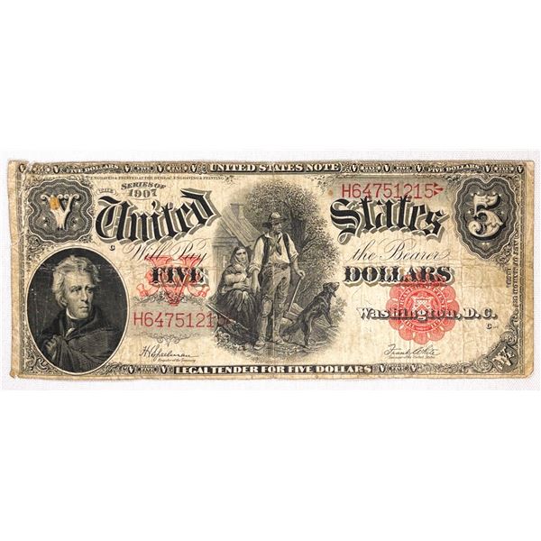 1907 US Wood Chopper Red Seal Five Dollar Bill 1907-us-wood-chopper-red-seal-five-dollar-bill