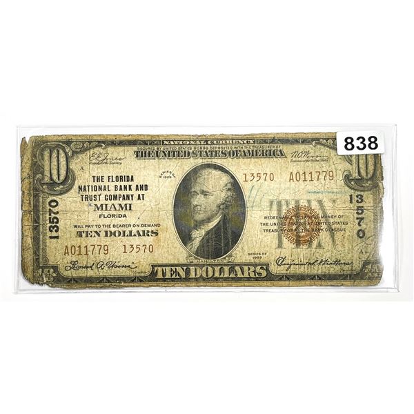 1929 $10 Miami, FL National Bank Note