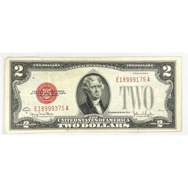 1928-G $2 Legal Tender NEARLY UNC