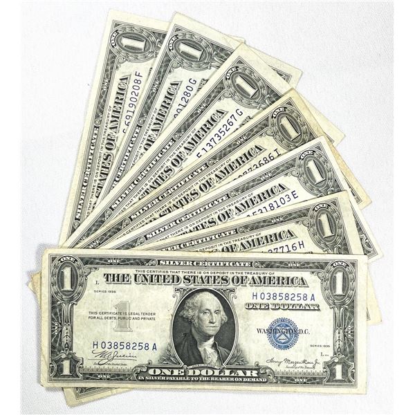 (7) 1935 $1 Silver Certificates CLOSELY UNC