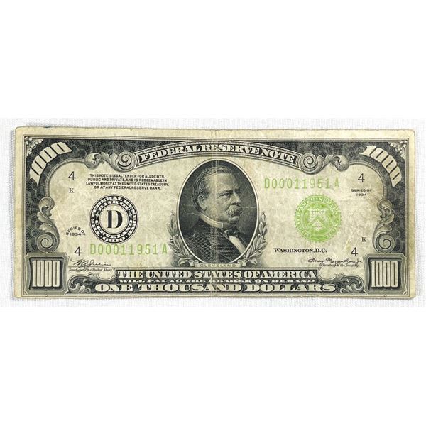 1934 $1000 Thousand Dollar Federal Reserve Note