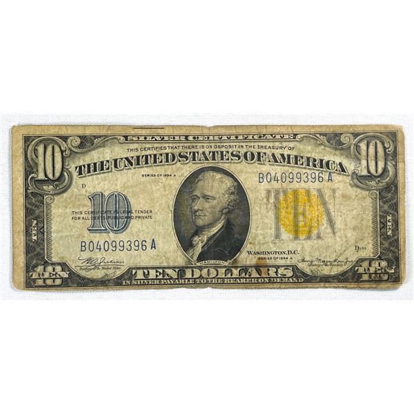 1934-A $10 WWII N. Africa Emergency Silver Cert