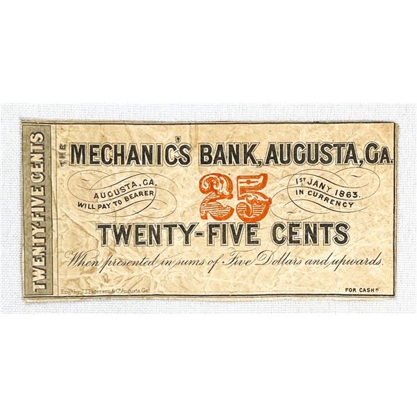 1863 25c  Augusta, GA Fractional Currency Note