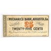 Image 1 : 1863 25c  Augusta, GA Fractional Currency Note