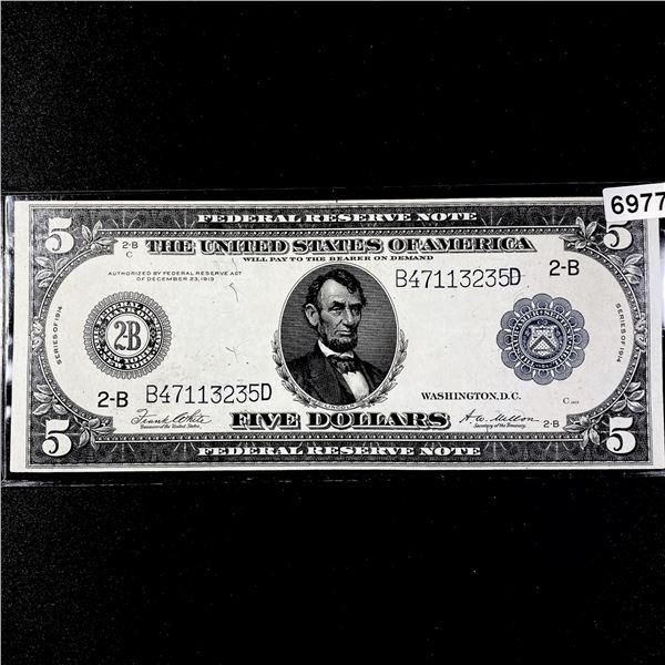 1914 LG $5 Dollar Federal Reserve Note UNCIRCULATE