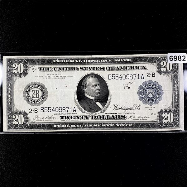 1914 LG $20 Federal Reserve Note CLOSLEY UNC