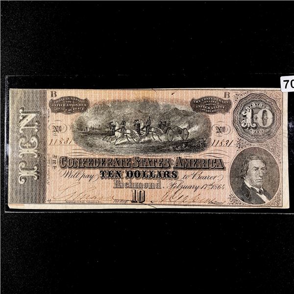 1864 Series $10 Dollar Confederate States Note