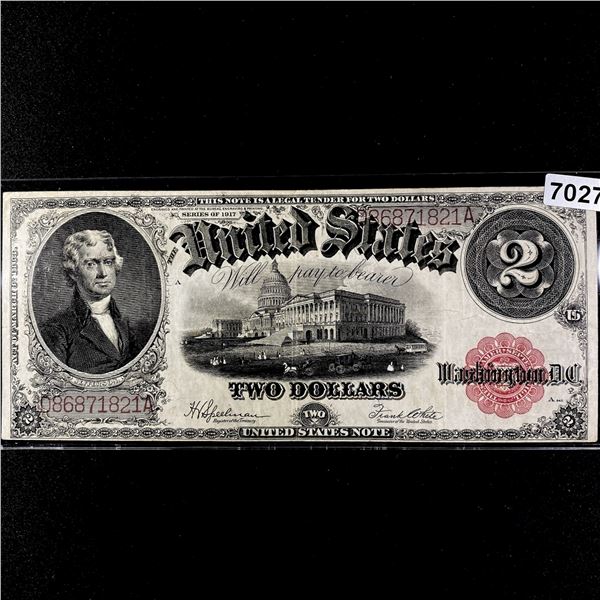 1917 Series $2 Dollar Legal Tender CLOSELY UNC