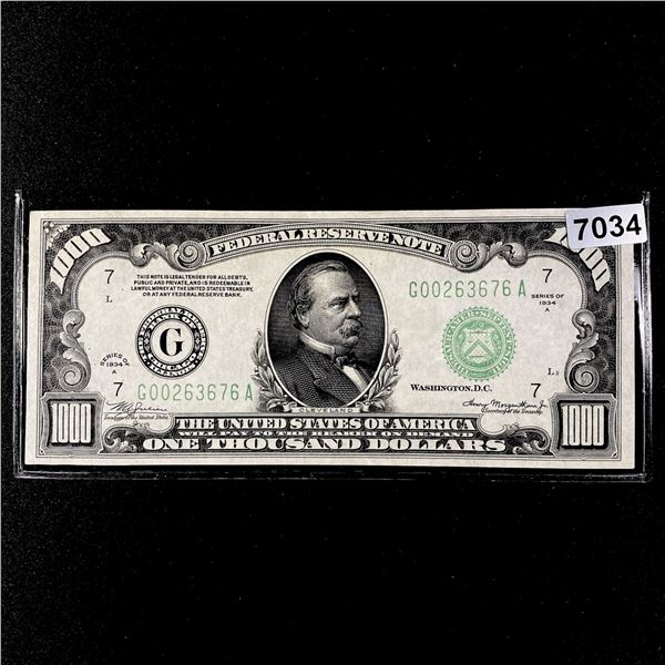 1934 $1000 One Thousand Dollar Fed Reserve Note
