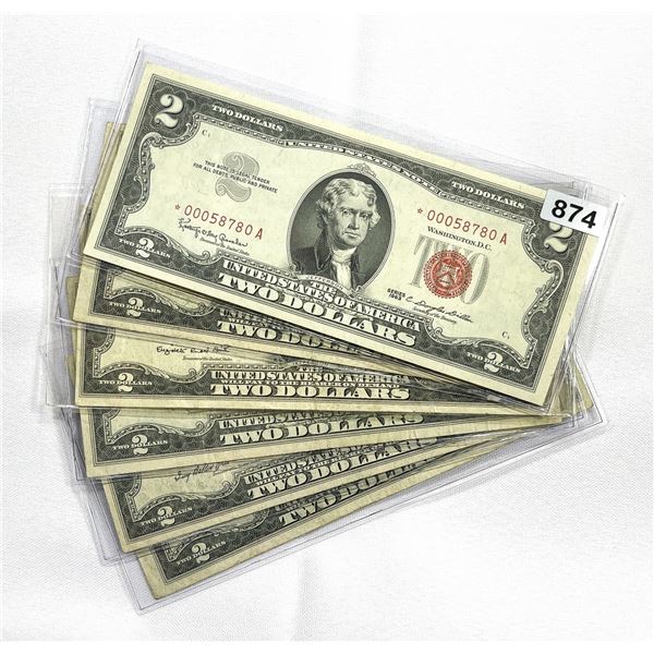 (6) $2 *Star Notes Legal Tender Notes