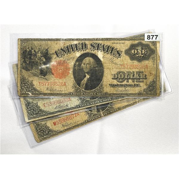 (3) 1917 $1 Red Seal Legal Tender
