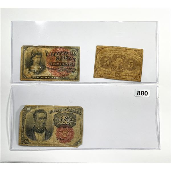 (3)1862-1874 5c & 2-10c Fractional Currency -