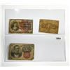 Image 1 : (3)1862-1874 5c & 2-10c Fractional Currency -