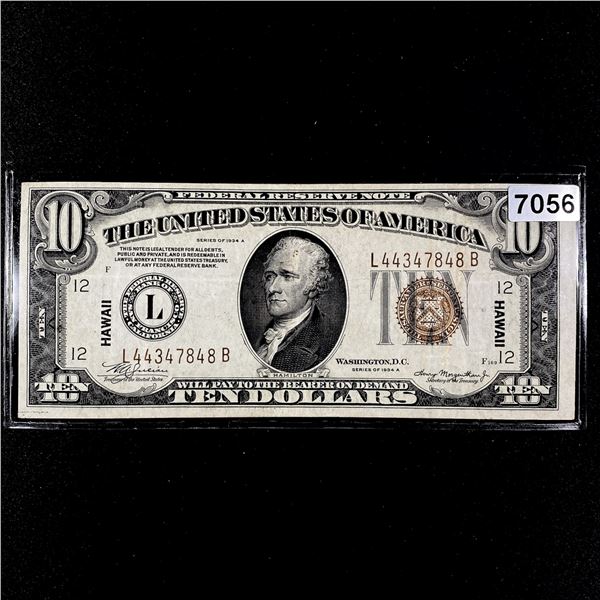 1934 WWII Hawaii $10 Silver Certificate UNC