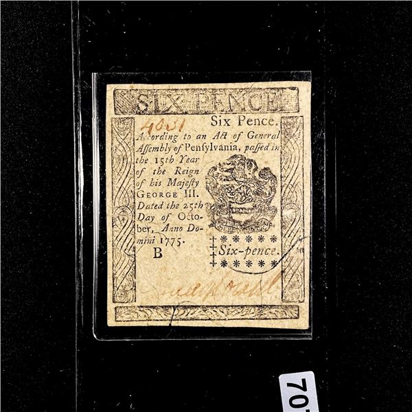 1775 6 Pence Philadelphia PA Hall-Sellers NEAR UNC