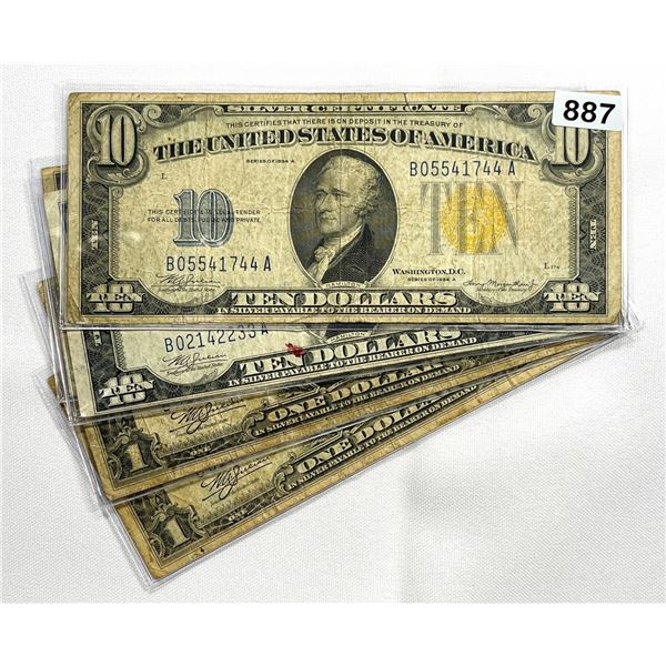 (4) N Africa $10 Siver Cert and other Silver Certs