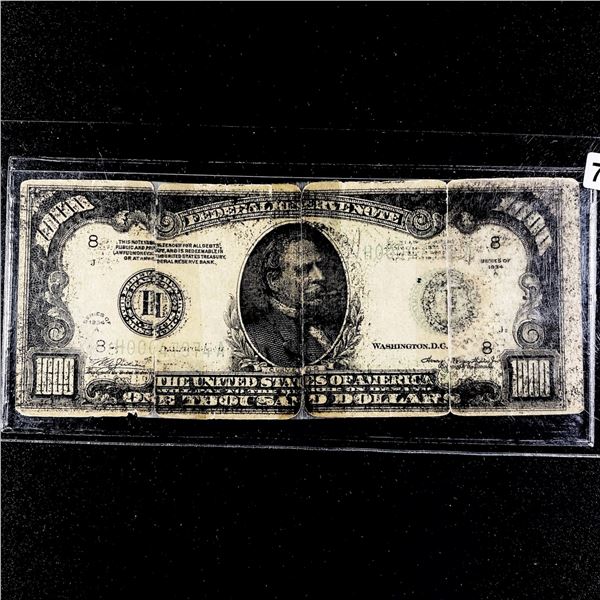 1934 A $1000 One Thousand Dollar Fed Reserve Note