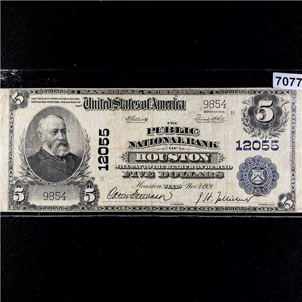 1902 LG $5 Dollar Houston TX National Bank Note