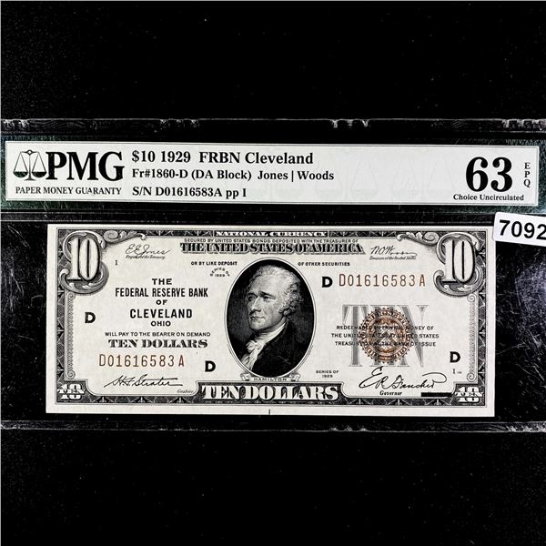 1929 $10 Cleveland OH National Bank Note PMG-63