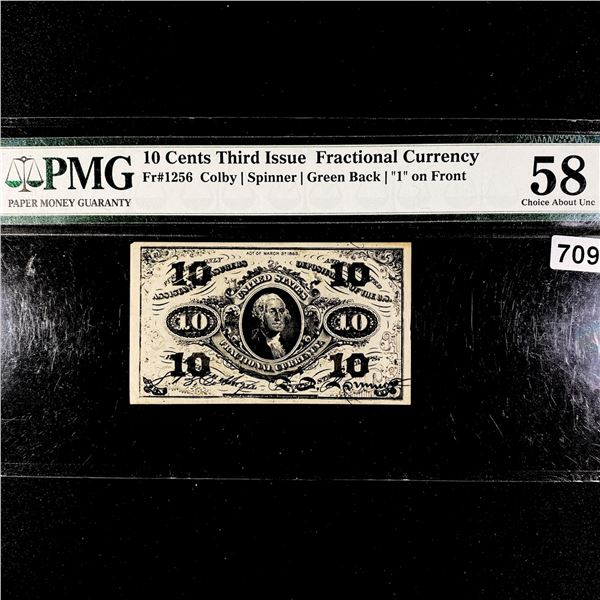 10c 3rd Issue Fractional Currency PMG-58AU