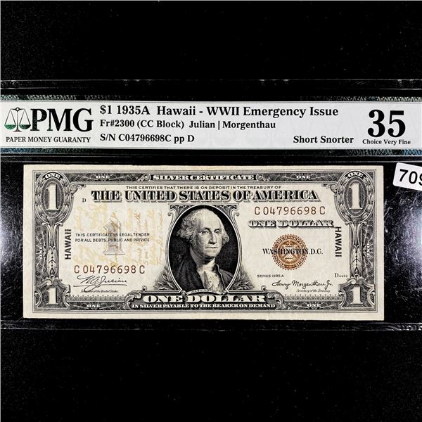 1935A WWII Hawaii $1 Silver Certificate PMG-35