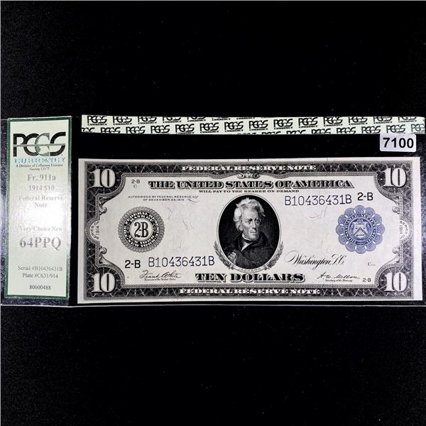 1914 LG $10 Federal Reserve Note PCGS-64PPQ