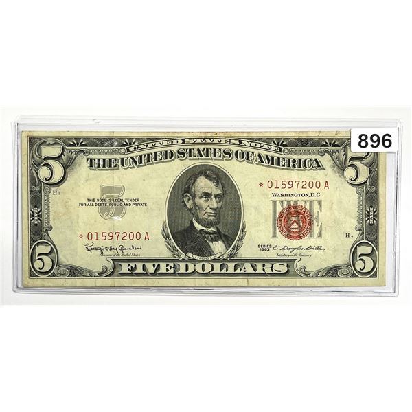 1963 $5 *Star Note Legal Tender Note - CLOSELY UNC