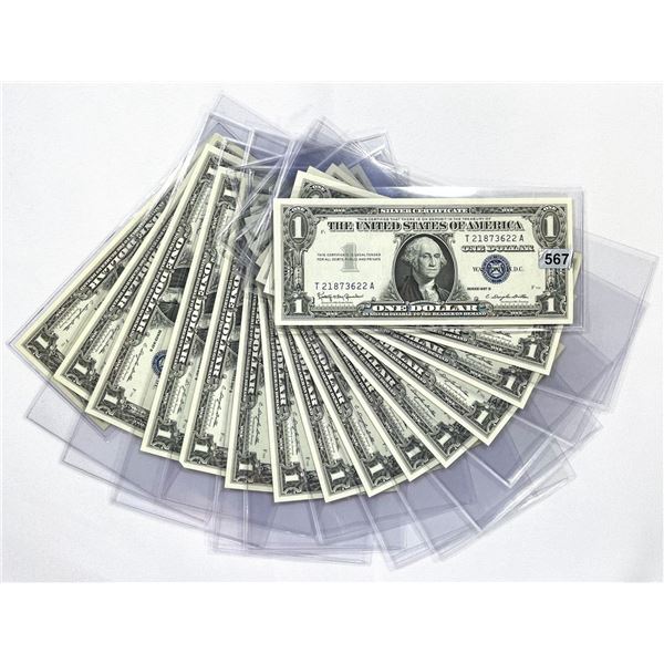 (16) 1957 Seq. Silver Certificate $1 Bills UNC