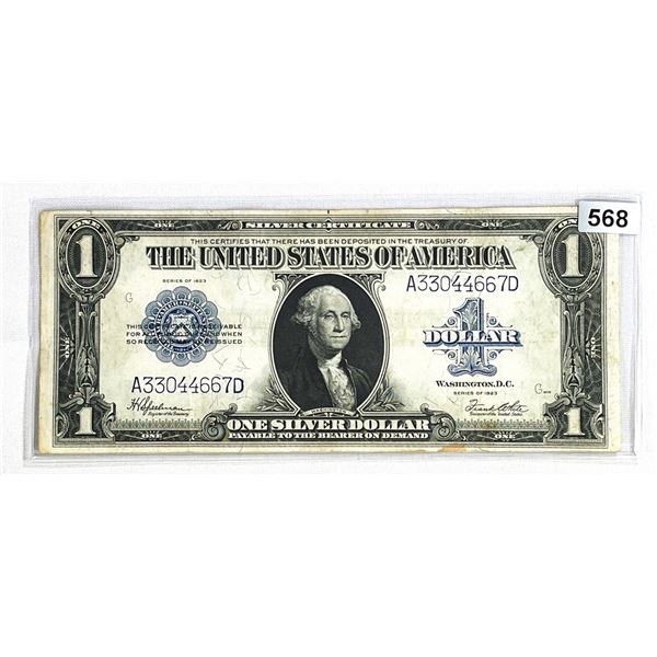 1923 LG $1 Silver Certificate NEARLY UNC