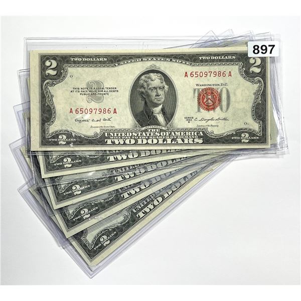 (5) $2 Legal Tender Notes -UNC